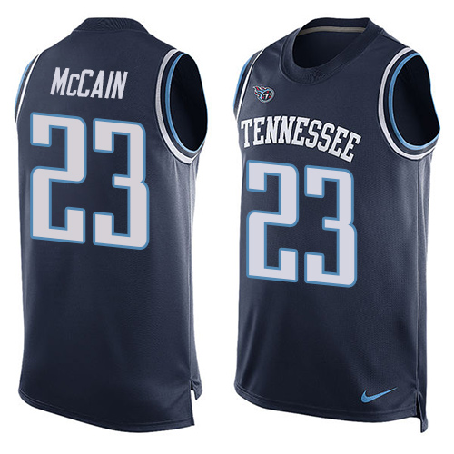 Men's Limited Brice McCain Nike Jersey Navy Blue - #23 Player Name & Number Tank Top NFL Tennessee Titans